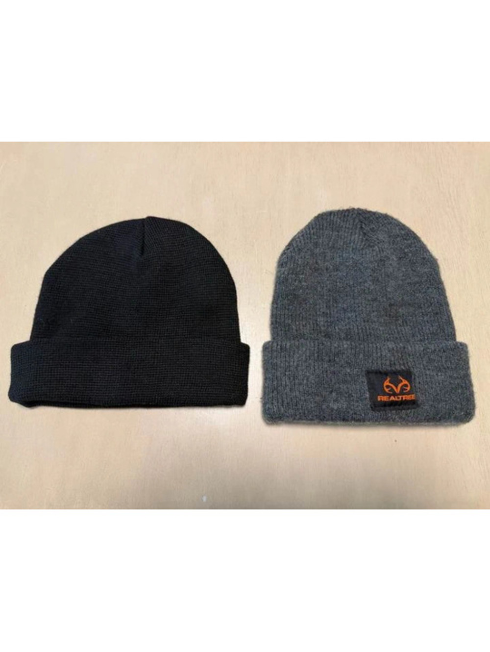 #6246  Lot of 2 Knit Beanies - Black & Gray